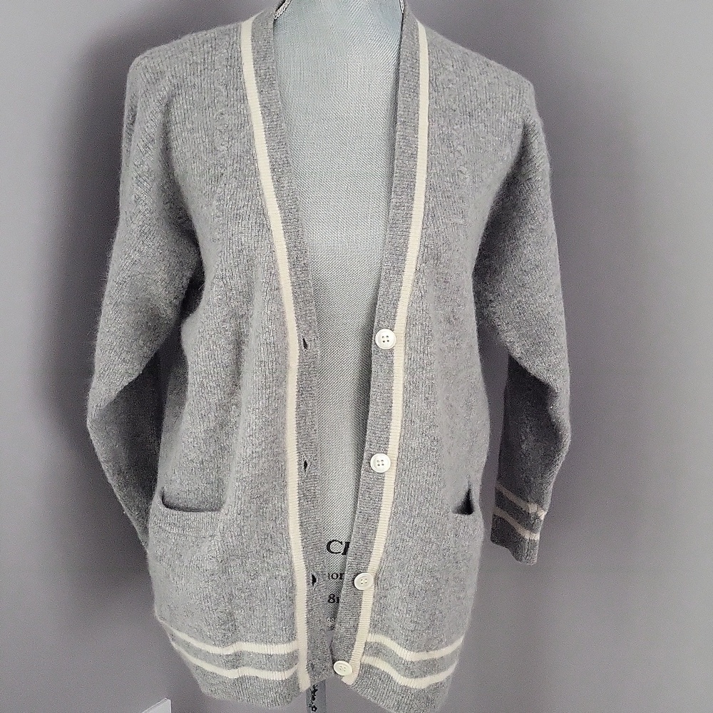 J.G. Hook Vintage Gray Lambswool  Cardigan